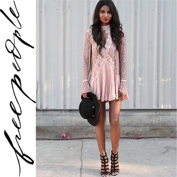 Free People Blush Lace Mini Dress - Picture 1 of 5